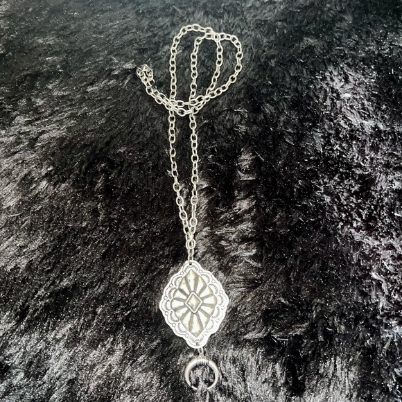 Large Silver Concho Statement Necklace